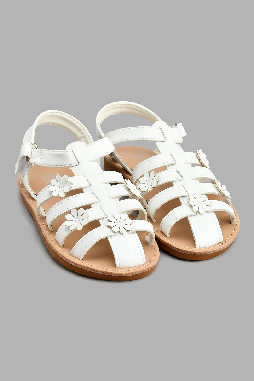 Redtag-White-Floral-Detail-Fisherman-Sandal-Colour:White,-Filter:Girls-Footwear-(3-to-5-Yrs),-GIR-Casual-Sandals,-New-In,-New-In-GIR-FOO,-Non-Sale,-S22A,-Section:Kidswear-Girls-3 to 5 Years