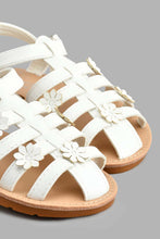 Load image into Gallery viewer, Redtag-White-Floral-Detail-Fisherman-Sandal-Colour:White,-Filter:Girls-Footwear-(3-to-5-Yrs),-GIR-Casual-Sandals,-New-In,-New-In-GIR-FOO,-Non-Sale,-S22A,-Section:Kidswear-Girls-3 to 5 Years
