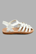 Load image into Gallery viewer, Redtag-White-Floral-Detail-Fisherman-Sandal-Colour:White,-Filter:Girls-Footwear-(3-to-5-Yrs),-GIR-Casual-Sandals,-New-In,-New-In-GIR-FOO,-Non-Sale,-S22A,-Section:Kidswear-Girls-3 to 5 Years
