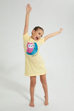 Load image into Gallery viewer, Redtag-Yellow-Owl-N-Moon-Print-Basic-NighT-Shirt-Colour:Yellow,-Filter:Girls-(2-to-8-Yrs),-Girls-Nightshirts,-New-In,-New-In-GIR,-Non-Sale,-PPE,-S22A,-Section:Kidswear-Girls-2 to 8 Years
