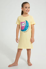 Load image into Gallery viewer, Redtag-Yellow-Owl-N-Moon-Print-Basic-NighT-Shirt-Colour:Yellow,-Filter:Girls-(2-to-8-Yrs),-Girls-Nightshirts,-New-In,-New-In-GIR,-Non-Sale,-PPE,-S22A,-Section:Kidswear-Girls-2 to 8 Years
