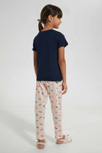 Load image into Gallery viewer, Redtag-Navy-Donut-Print-Basic-Nightsuit-Pyjama-Sets-Girls-2 to 8 Years
