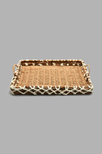 Redtag-Brown-Rectangle-Tray-Baskets-Home-Dining-