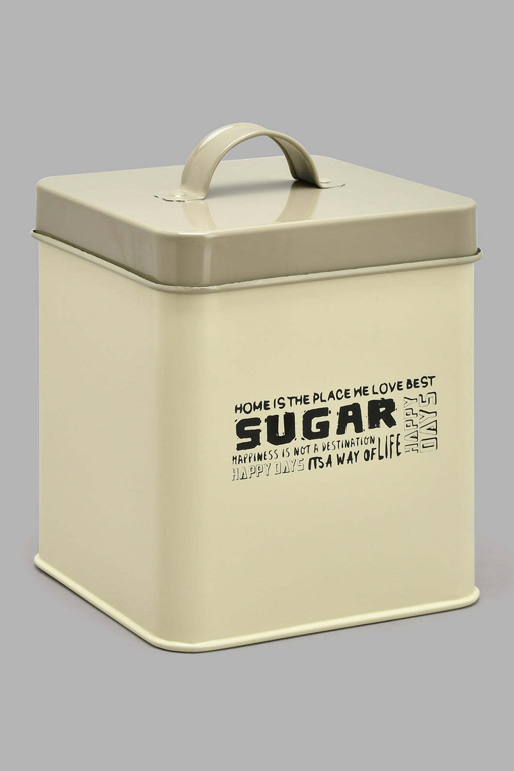 Redtag-Beige-Square-Sugar-Canister-Canisters-And-Jars-Home-Dining-