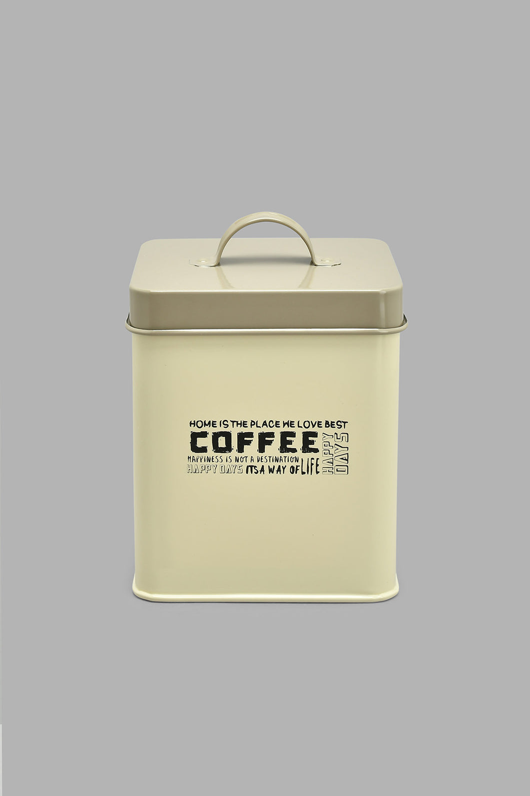 Redtag-Beige-Square-Coffee-Canister-Canisters-And-Jars-Home-Dining-