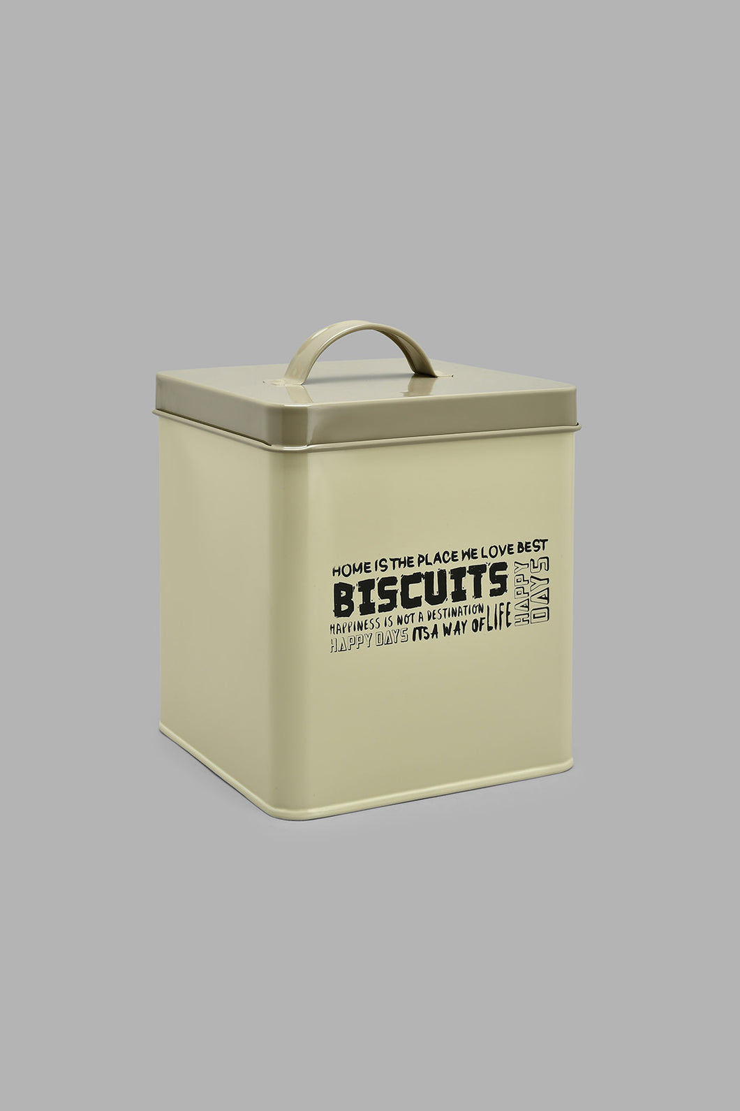 Redtag-Beige-Square-Biscuits-Canister-Canisters-And-Jars-Home-Dining-