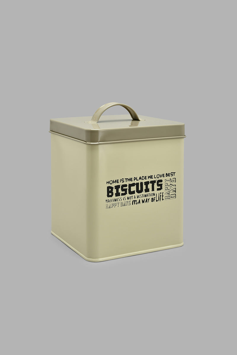 Redtag-Beige-Square-Biscuits-Canister-Canisters-And-Jars-Home-Dining-