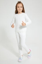 تنزيل الصورة على معرض الصور، Redtag-White-Heart-Jacquard-Jog-Suit-Jog-Sets-Girls-2 to 8 Years
