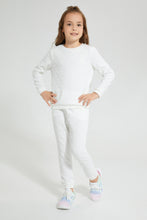 تنزيل الصورة على معرض الصور، Redtag-White-Heart-Jacquard-Jog-Suit-Jog-Sets-Girls-2 to 8 Years
