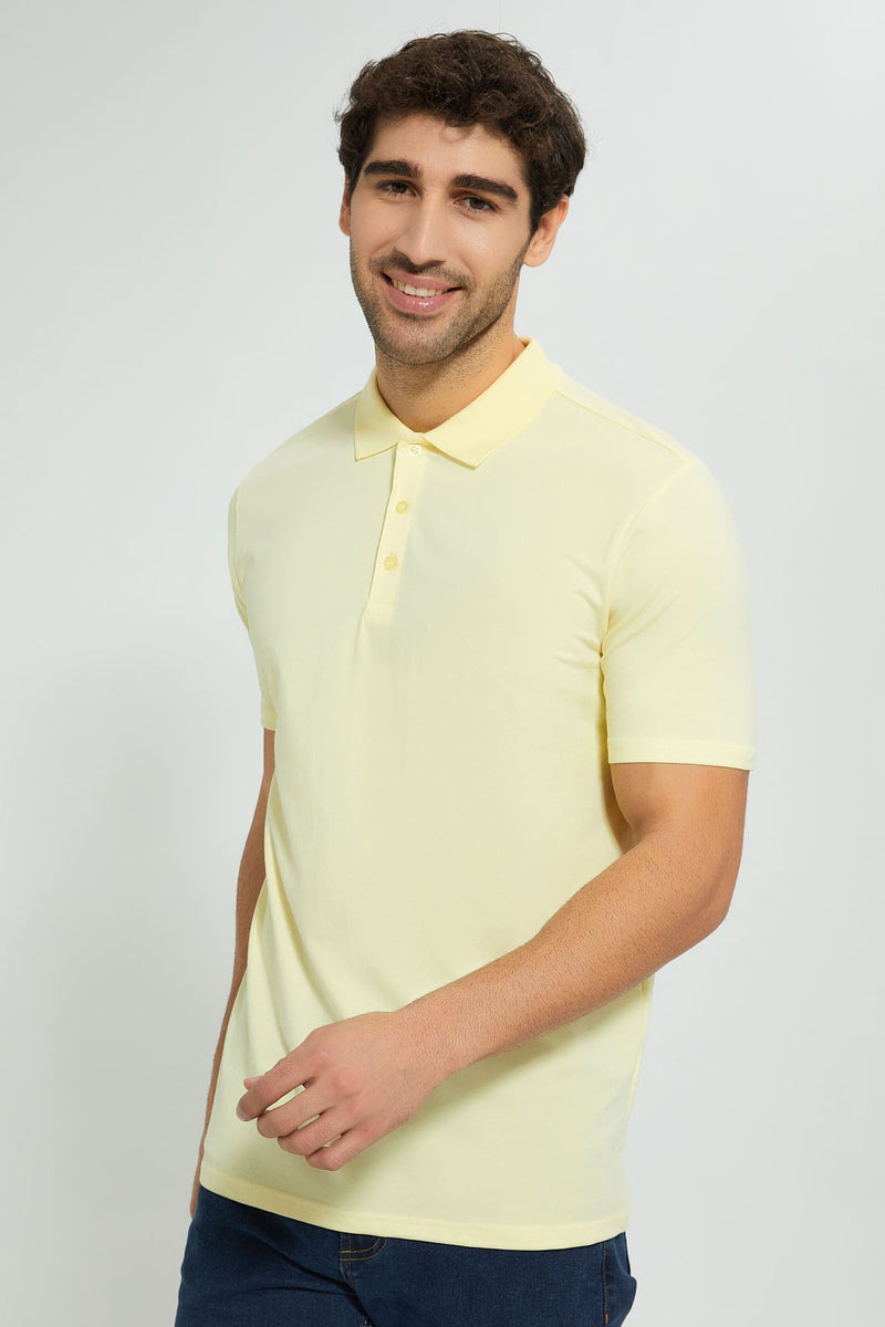 Redtag-Yellow-Polo-T-Shirt-Polo-Shirts-Men's-