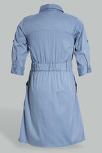 Load image into Gallery viewer, Redtag-Denim-Cargo-Pocket-3/4-Sleeve-Shirt-Dress-Dresses-Senior-Girls-9 to 14 Years
