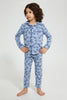 Redtag-Blue-Print-Pyjama-Set-Pyjama-Sets-Boys-2 to 8 Years