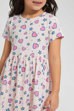 Load image into Gallery viewer, Redtag-Pink-Multi-Star-Printed-Knit-Dress-Colour:Pink,-Filter:Girls-(2-to-8-Yrs),-Girls-Dresses,-New-In,-New-In-GIR,-Non-Sale,-PPE,-S22B,-Section:Kidswear-Girls-2 to 8 Years
