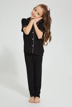 تنزيل الصورة على معرض الصور، Redtag-Black-Printed-Pink-Spots-Knitted-Nightsuit-Colour:Black,-Filter:Girls-(2-to-8-Yrs),-Girls-Pyjama-Sets,-New-In,-New-In-GIR,-Non-Sale,-S22B,-Section:Kidswear-Girls-2 to 8 Years
