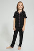 Redtag-Black-Printed-Pink-Spots-Knitted-Nightsuit-Colour:Black,-Filter:Girls-(2-to-8-Yrs),-Girls-Pyjama-Sets,-New-In,-New-In-GIR,-Non-Sale,-S22B,-Section:Kidswear-Girls-2 to 8 Years