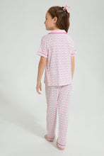 تنزيل الصورة على معرض الصور، Redtag-Pink-Printed-Stripe-&amp;-Heart-Knitted-Nightsuit-Colour:Pink,-Filter:Girls-(2-to-8-Yrs),-Girls-Pyjama-Sets,-New-In,-New-In-GIR,-Non-Sale,-S22B,-Section:Kidswear-Girls-2 to 8 Years
