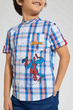 Load image into Gallery viewer, Redtag-White-Check-Spiderman-Shirt-Casual-Shirts-Boys-2 to 8 Years
