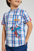 Redtag-White-Check-Spiderman-Shirt-Casual-Shirts-Boys-2 to 8 Years