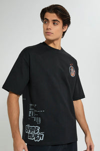 Redtag-Black-Loungewear-T-Shirt-Loungewear-Men's-