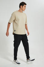 تنزيل الصورة على معرض الصور، Redtag-Beige-Loungewear-T-Shirt-Loungewear-Men&#39;s-
