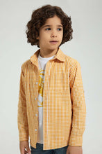 تنزيل الصورة على معرض الصور، Redtag-Yellow-Check-Shirt-And-T-Shirt-Set-Casual-Shirts-Boys-2 to 8 Years
