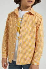 تنزيل الصورة على معرض الصور، Redtag-Yellow-Check-Shirt-And-T-Shirt-Set-Casual-Shirts-Boys-2 to 8 Years
