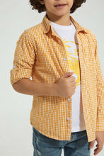 تنزيل الصورة على معرض الصور، Redtag-Yellow-Check-Shirt-And-T-Shirt-Set-Casual-Shirts-Boys-2 to 8 Years

