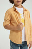 Redtag-Yellow-Check-Shirt-And-T-Shirt-Set-Casual-Shirts-Boys-2 to 8 Years