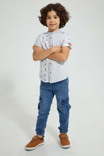 تنزيل الصورة على معرض الصور، Redtag-White-Tiger-Print--Short-Sleeve-Shirt-Casual-Shirts-Boys-2 to 8 Years
