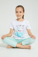 Load image into Gallery viewer, Redtag-Assorted-2Pk-Cat-Printed-Nightsuit-Pyjama-Sets-Girls-2 to 8 Years
