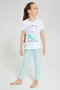 Redtag-Assorted-2Pk-Cat-Printed-Nightsuit-Pyjama-Sets-Girls-2 to 8 Years
