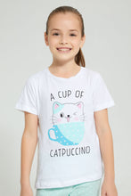 Load image into Gallery viewer, Redtag-Assorted-2Pk-Cat-Printed-Nightsuit-Pyjama-Sets-Girls-2 to 8 Years

