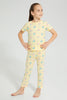 Redtag-Assorted-2Pk-Cat-Printed-Nightsuit-Pyjama-Sets-Girls-2 to 8 Years