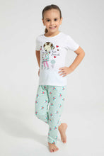 Load image into Gallery viewer, Redtag-White-Aop-Floral-Nightsuit-Pyjama-Sets-Girls-2 to 8 Years
