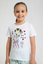 Load image into Gallery viewer, Redtag-White-Aop-Floral-Nightsuit-Pyjama-Sets-Girls-2 to 8 Years
