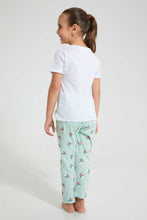 Load image into Gallery viewer, Redtag-White-Aop-Floral-Nightsuit-Pyjama-Sets-Girls-2 to 8 Years
