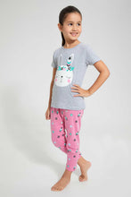 Load image into Gallery viewer, Redtag-Pink-Aop-Girl-Print-Nightsuit-Pyjama-Sets-Girls-2 to 8 Years
