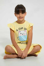 Load image into Gallery viewer, Redtag-Yellow-Aop-Print-Owl-Nightshirt-Nightshirts-Girls-2 to 8 Years
