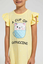 Load image into Gallery viewer, Redtag-Yellow-Aop-Print-Owl-Nightshirt-Nightshirts-Girls-2 to 8 Years
