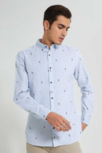 Load image into Gallery viewer, Redtag-White-Printed-Oxford-Shirt-Casual-Shirts-Men&#39;s-
