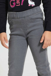 Redtag-Grey-Basic-Jegging-Jeggings-Girls-2 to 8 Years