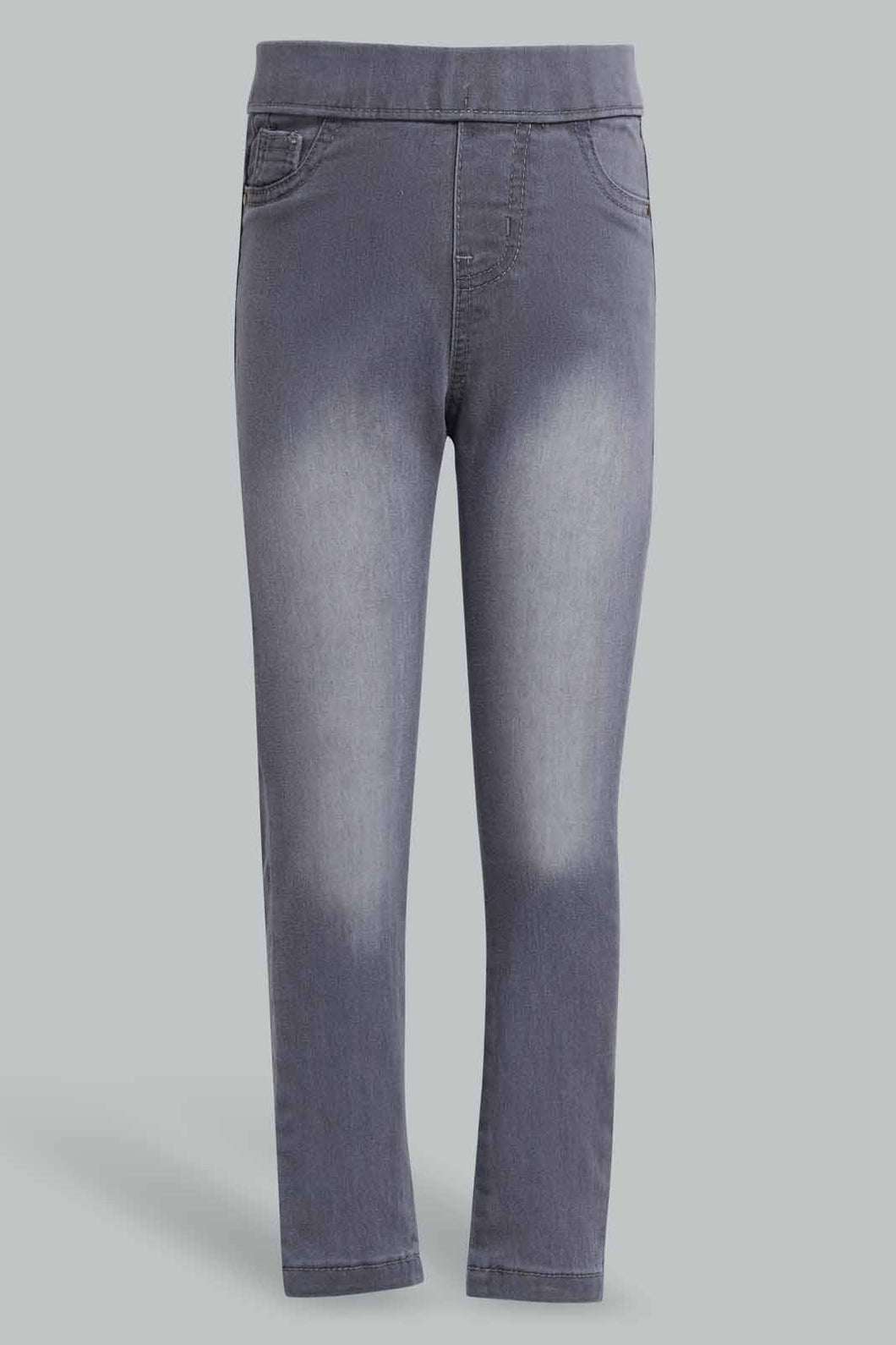Redtag-Grey-Basic-5-Pocket-Jegging-Jeggings-Girls-2 to 8 Years