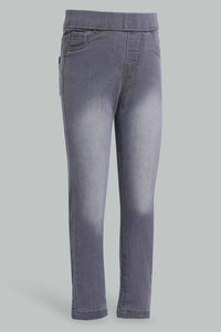 Redtag-Grey-Basic-5-Pocket-Jegging-Jeggings-Girls-2 to 8 Years
