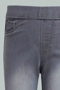 Redtag-Grey-Basic-5-Pocket-Jegging-Jeggings-Girls-2 to 8 Years