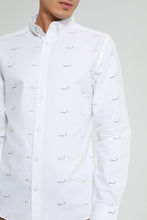 Load image into Gallery viewer, Redtag-White-Printed-Oxford-Shirt-Casual-Shirts-Men&#39;s-
