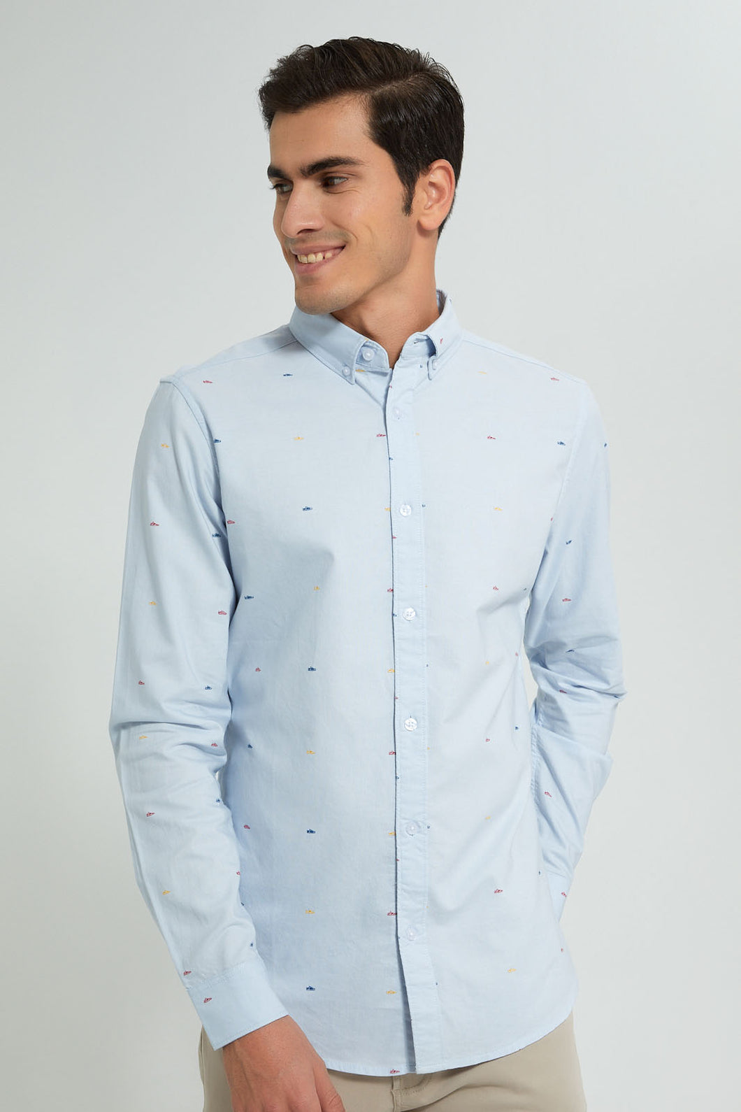 Redtag-Sky-Blue-Printed-Oxford-Shirt-Casual-Shirts-Men's-