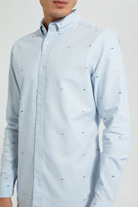 Redtag-Sky-Blue-Printed-Oxford-Shirt-Casual-Shirts-Men's-