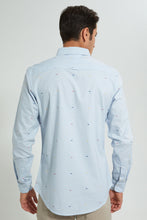 Load image into Gallery viewer, Redtag-Sky-Blue-Printed-Oxford-Shirt-Casual-Shirts-Men&#39;s-
