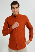 Load image into Gallery viewer, Redtag-Rust-Printed-Oxford-Shirt-Casual-Shirts-Men&#39;s-
