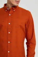 Load image into Gallery viewer, Redtag-Rust-Printed-Oxford-Shirt-Casual-Shirts-Men&#39;s-
